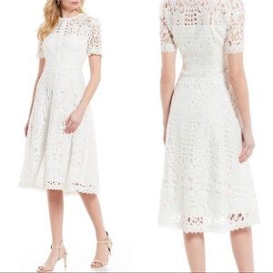 Antonio Melani White Lace Midi Dress